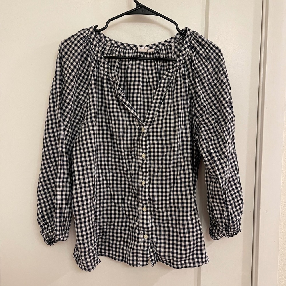 Gap Gingham Puff Sleeve Blouse Cottagecore Fall Classic